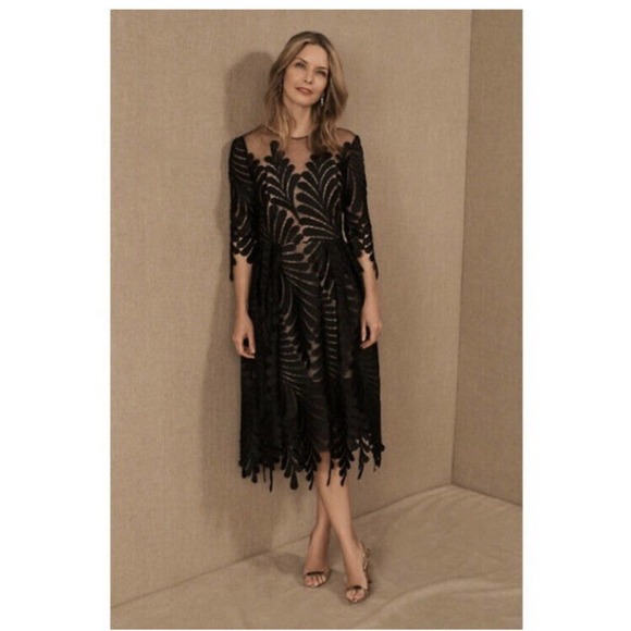 BHLDN Isabel Garcia Katla XLarge Applique Black Midi Dress New - Picture 1 of 13